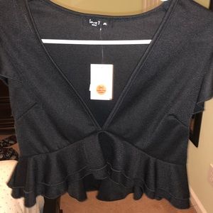 Black V-neck Crop Top
